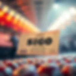 A depiction of a lottery ticket with a dreamy background