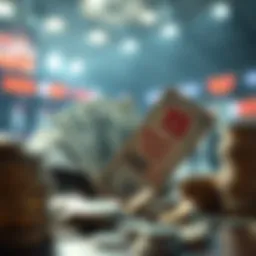 Conceptual representation of wealth through lottery tickets and sports betting.